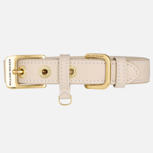Hundhalsband i glatt skinn Almond (beige)