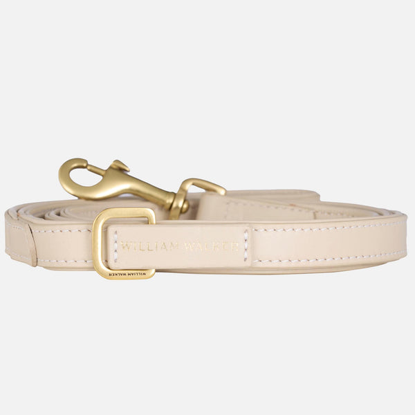 Hundkoppel i högkvalitativt slätskinn Almond (Beige)