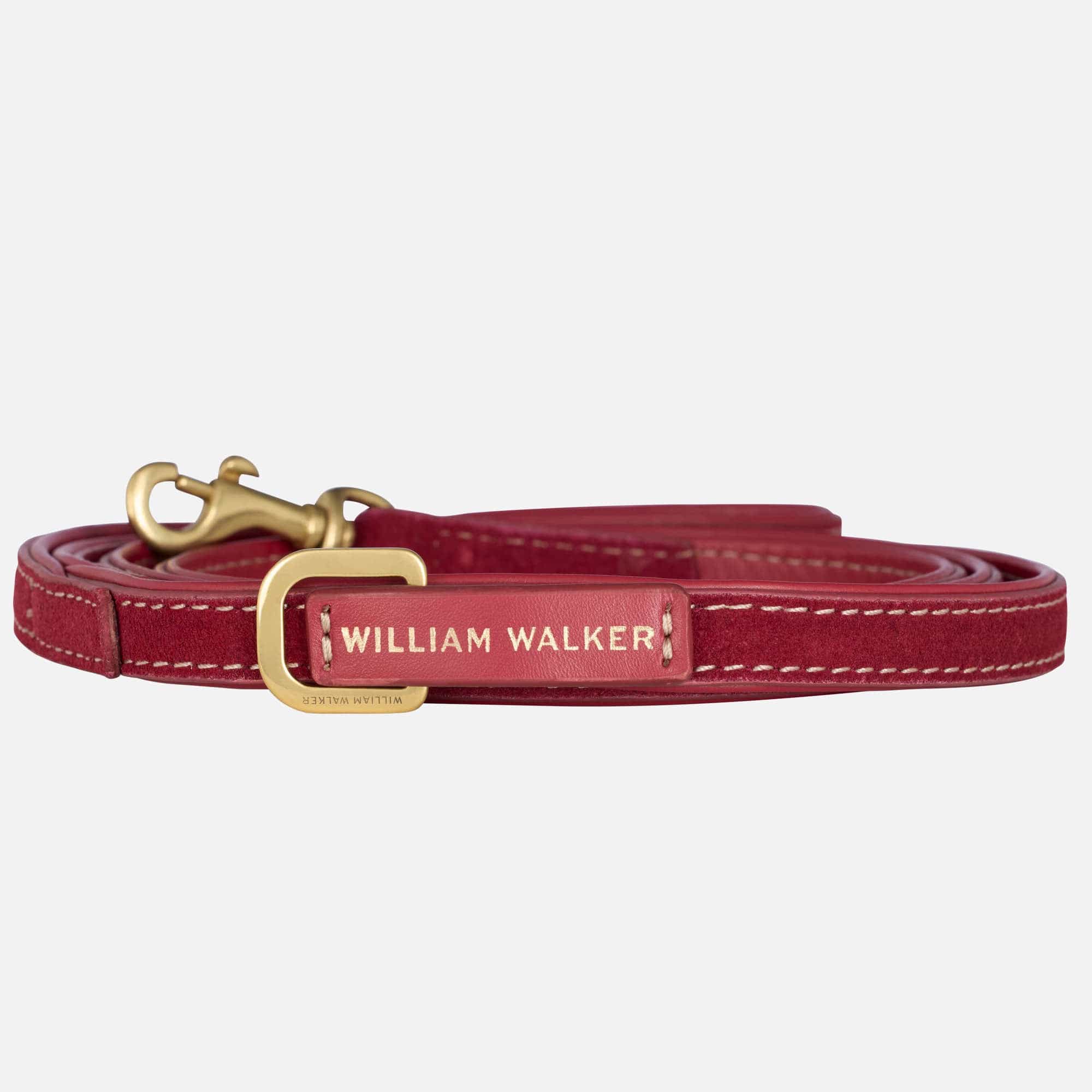 William Walker Hochwertige Wildleder Hundeleine Lambrusco (Bordeauxrot)